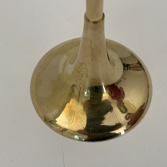 Vintage Brass Bugle Horn Trumpet Christmas Candlesticks Candle Holders Lot of 3 - Picture 8 of 11